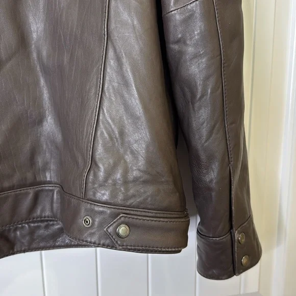Michael Kors Men's Dark Brown Leather Jacket Coat Multiple Pockets XXL - Picture 8 of 16